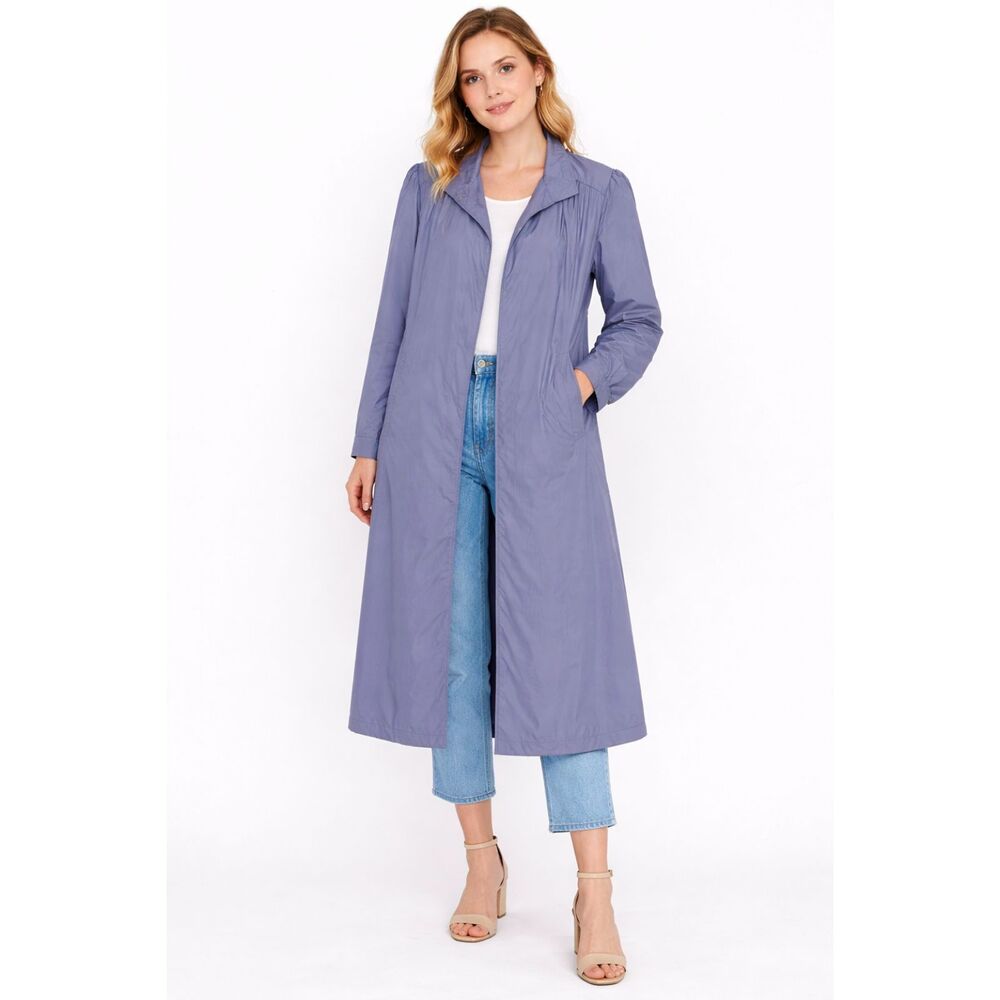 Vintage 90s Fleetstreet Purple Nylon LW Raincoat Trench Coat Size 16 EUC